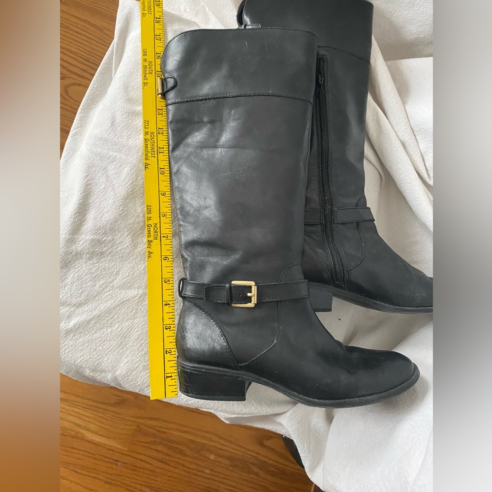 Classic Equestrian Black Leather Lauren Ralph Lauren Knee-High Riding Boots - Picture 8 of 12